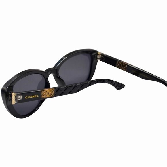 Chanel Women’s Sunglasses | Black Frame w/ Gold Detail | Solid Gray Lens main image 10